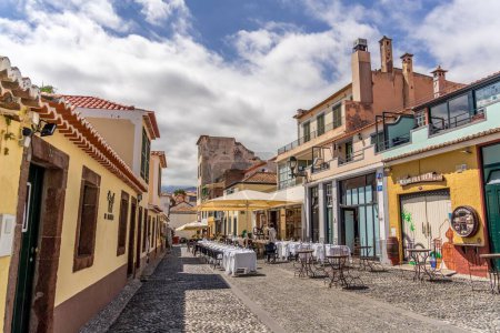 Photo for A beautiful view of colorful buildings in the city of Madeira in Portugal - Royalty Free Image