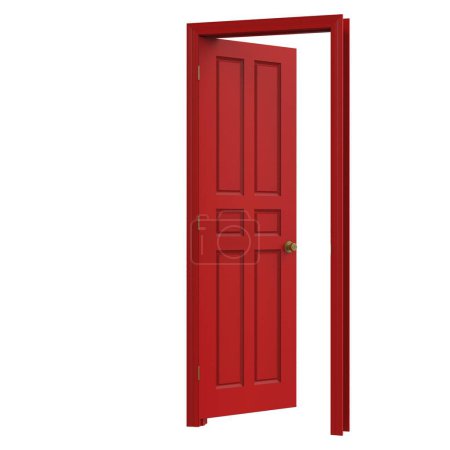 Foto de Puerta interior roja aislada abierta ilustración 3d cerrada renderizado - Imagen libre de derechos