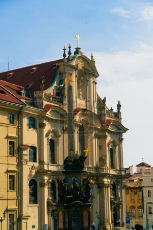 A vertical shot of the Church of Saint Nicholas in Prague, Czech Republic