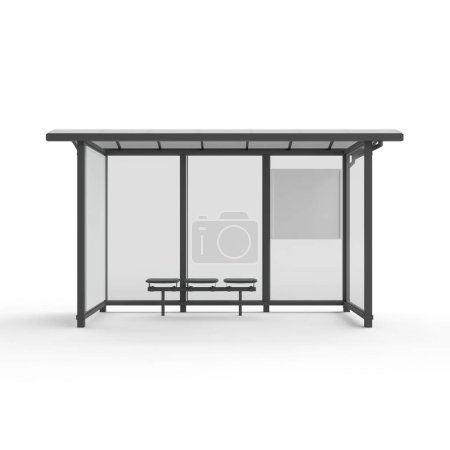 Foto de Una ilustración en 3D de una parada de autobús moderna aislada sobre un fondo blanco - Imagen libre de derechos
