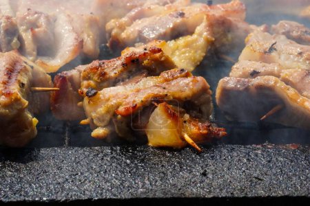 Photo for Hot tasty barbecue meat in closeup - Royalty Free Image