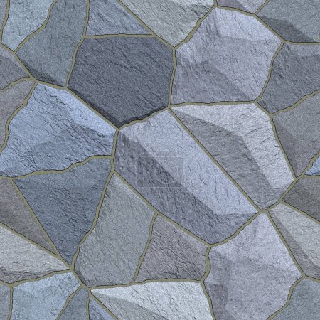Photo for A background of a mosaic stone wall texture in the shades of blue - Royalty Free Image