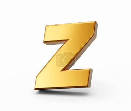 Photo for A d rendering of the golden alphabet Z letter isolated on white background - Royalty Free Image
