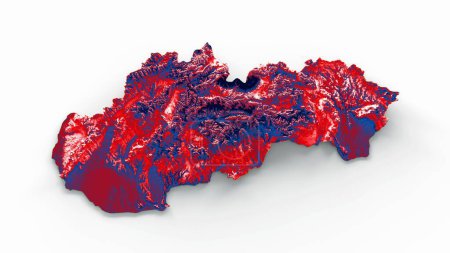 Foto de Una ilustración en 3D del mapa de Eslovaquia con la bandera Colores Rojo y amarillo - Imagen libre de derechos