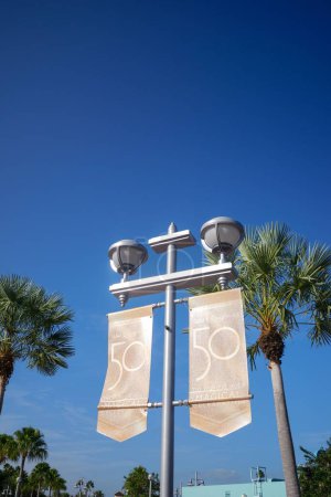 Téléchargez les photos : Une belle verticale de Disney World 50e anniversaire Drapeaux - en image libre de droit