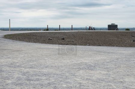 Photo for A grayscale of Tetrahedron, accessible viewing terrace Emscherblick in shape of a pyramid on slagheap - Royalty Free Image