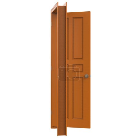Photo for Open isolated orange interior door closed 3d illustration rendering - Royalty Free Image