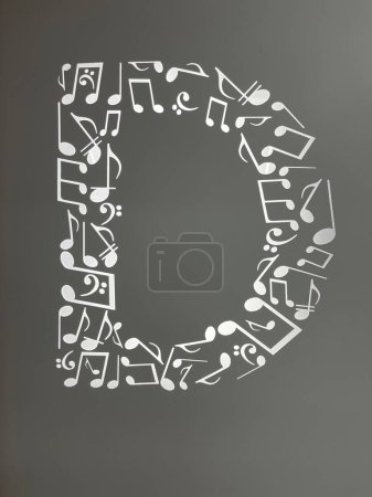 Photo for A vertical digital illustration of musical notes in the form of the letter D - Royalty Free Image