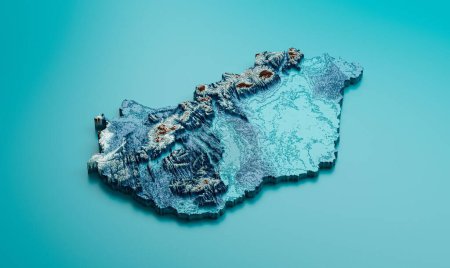 Téléchargez les photos : Une carte topographique de Hongrie bleue Hypsometric Elevation tint Spectral Shaded relief map Illustration 3D - en image libre de droit