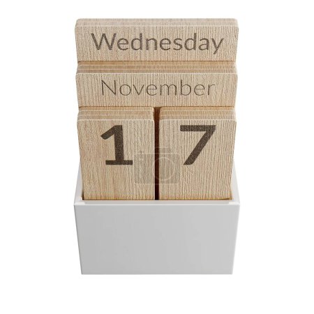 Foto de Un calendario 3d con tablones de madera aislados sobre fondo blanco. - Imagen libre de derechos