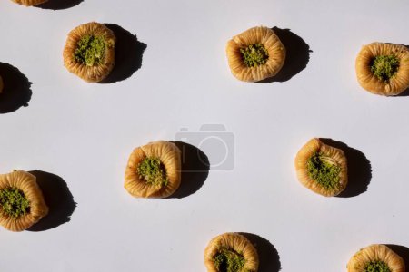 Photo for A top view of middle eastern sweets isolated on white background - Royalty Free Image