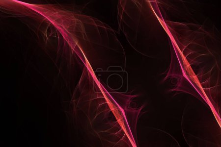 Téléchargez les photos : Un fond noir avec des lumières roses lumineuses fluides et de l'espace de copie - en image libre de droit