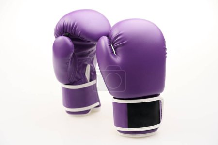 Téléchargez les photos : Une paire de gants de boxe violets isolés sur fond blanc - en image libre de droit