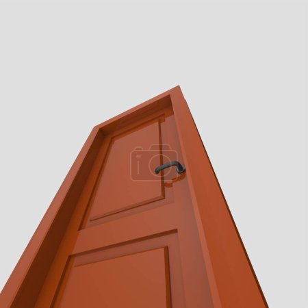 Photo for Orange wooden interior set door illustration different open closed isolated white background - Royalty Free Image