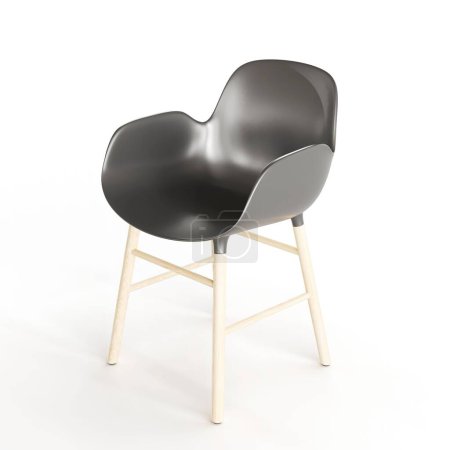 Foto de Una ilustración 3D de una silla de metal negro moderna aislada sobre un fondo blanco - Imagen libre de derechos