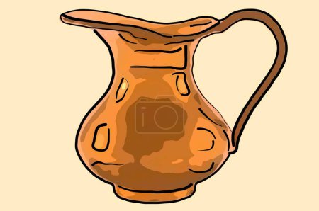 Téléchargez les photos : Illustration d'un pichet en laiton indien antique - en image libre de droit