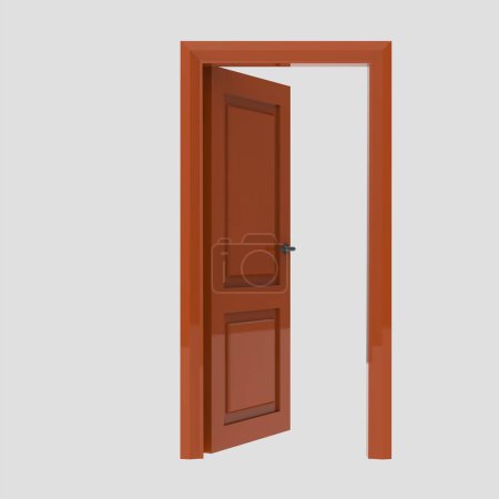 Téléchargez les photos : Orange décor intérieur en bois porte illustration différent ouvert fermé isolé fond blanc - en image libre de droit