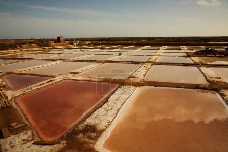 Téléchargez les photos : Un certain nombre de plaines salées de Faro où le sel de mer est fabriqué et récolté dans une zone rurale - en image libre de droit