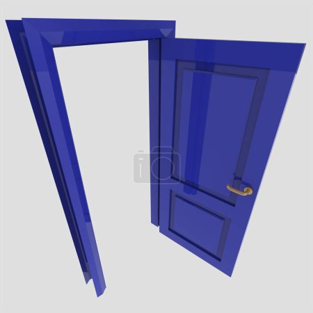 Foto de Azul madera conjunto interior puerta ilustración diverso abierto cerrado aislado fondo blanco - Imagen libre de derechos