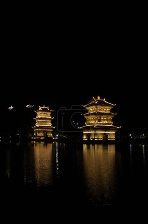 Photo for Asian architecture in vietnam ninh binh at night - Royalty Free Image