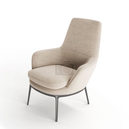 Foto de Una ilustración 3D de un sillón blanco moderno aislado sobre un fondo blanco - Imagen libre de derechos