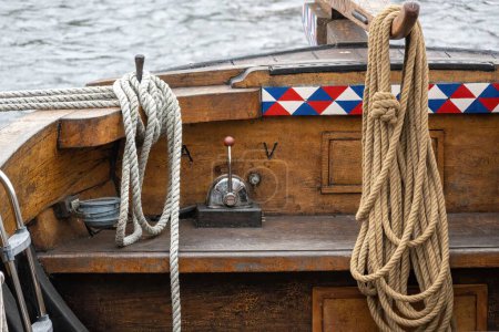 Photo for A closeup shot of ropes on the ship - Royalty Free Image