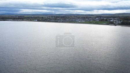 Photo for An aerial shot of the small fishing town of Nairn in the highlands of Scotland. - Royalty Free Image
