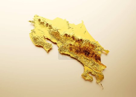 Téléchargez les photos : Une illustration 3D de la carte dorée du Costa Rica - en image libre de droit