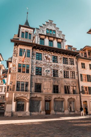 Photo for A vertical shot of the city buildings with a blue sky in the background, in Lucerne, Switzerland - Royalty Free Image
