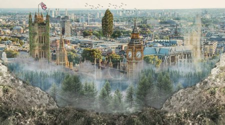 Téléchargez les photos : Le paysage urbain de Londres avec la Grande Horloge de Westminster. Angleterre, Royaume-Uni. - en image libre de droit