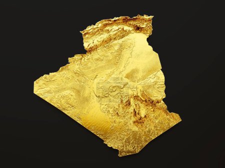 Photo for A 3D illustration of the golden Algeria Map - Royalty Free Image