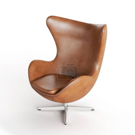 Foto de Un plano vertical de un sillón marrón de cuero moderno aislado sobre un fondo blanco - Imagen libre de derechos
