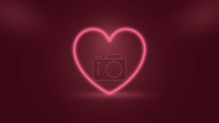 Foto de El brillante corazón rosa sobre el fondo borgoña - telón de fondo romántico - Imagen libre de derechos