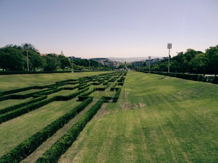 Photo for A beautiful shot of the labyrinth of Eduardo VII park and gardens in Lisbon, Portugal - Royalty Free Image