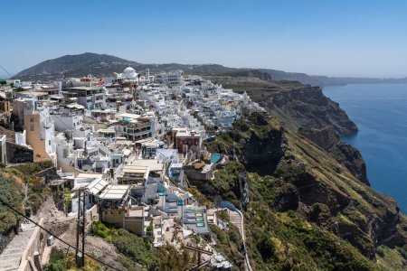 Photo for A stunning panoramic view of Fira, the main town of Santorini overlooking the caldera, Greece - Royalty Free Image