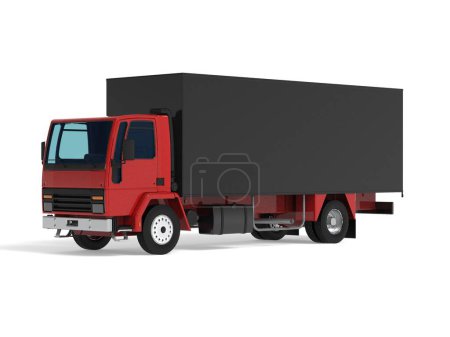 Foto de Camión van transporte aislado representación 3d ilustración sobre un fondo blanco - Imagen libre de derechos