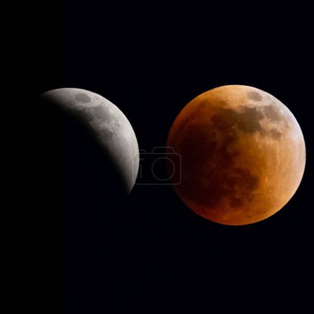 Téléchargez les photos : Un beau cliché d'une éclipse de lune grise et d'une lune de sang dans un ciel nocturne - en image libre de droit