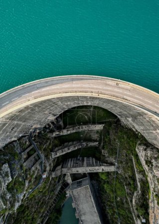 Photo for An aerial view of the hydroelectric power station on the Enguri River in Georgia - Royalty Free Image