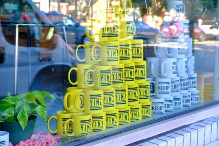 Photo for Many mugs in a Novelty Shop in the Pittsburgh Strip District - Royalty Free Image