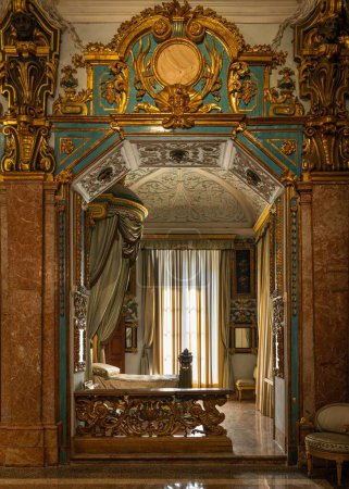 Photo for A vertical shot of Luxury interiors of Borromeo palace, a baroque style palace built in 17th century at Bella Island, Stresa, Italy - Royalty Free Image