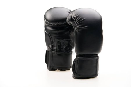 Photo for A pair of black boxing gloves isolated on a white background - Royalty Free Image
