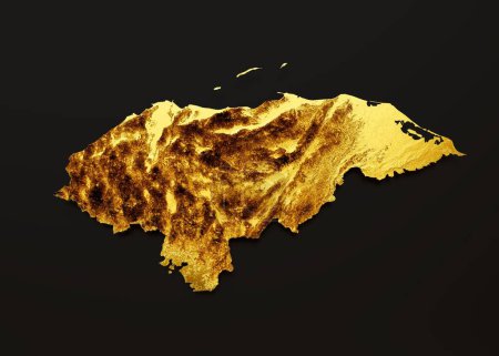 Téléchargez les photos : Illustration 3D de la Carte du Honduras dorée - en image libre de droit