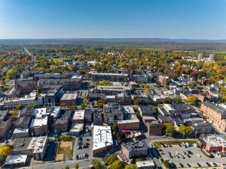 Photo for Early afternoon autumn aerial photo view of Saratoga Springs NY. - Royalty Free Image