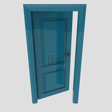 Photo for Wooden interior door illustration set different open closed isolated white background - Royalty Free Image