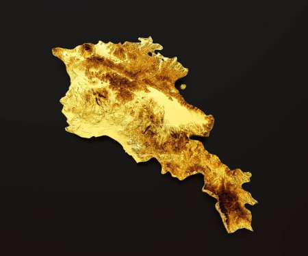 Photo for A 3D illustration of the golden Armenia Map - Royalty Free Image