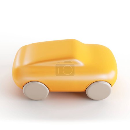 Foto de Una ilustración en 3D de un coche de juguete aislado sobre un fondo blanco - Imagen libre de derechos
