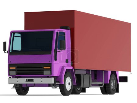 Téléchargez les photos : Camion van transport isolé rendu illustration 3d sur un fond blanc - en image libre de droit