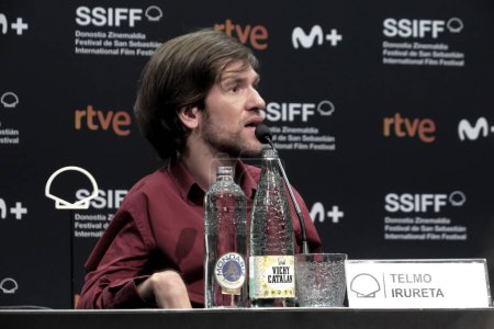 Photo for The talented Telmo Irureta answering questions at "The Rite of Spring" Film Festival in San Sebastian - Royalty Free Image