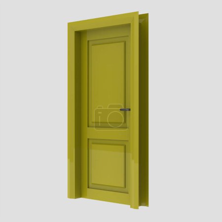 Téléchargez les photos : Jaune porte intérieure en bois ensemble illustration différent ouvert fermé isolé fond blanc - en image libre de droit