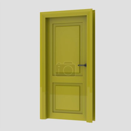 Foto de Puerta interior de madera amarilla conjunto ilustración diverso abierto cerrado aislado fondo blanco - Imagen libre de derechos